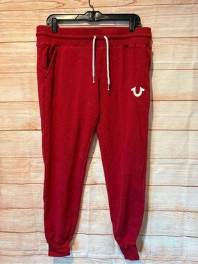 True Religion Red Logo Jogger Sweatpants Lg